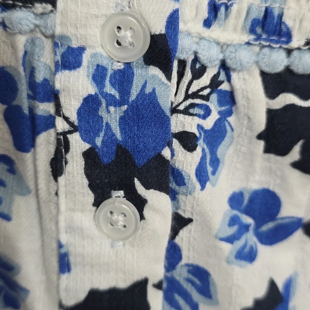 NWT VTG National Womens Nightgown Loungewear White/Blue Floral Smocked Sz 1X - Picture 7 of 13